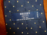 Elegant Navy Blue Polka Dot 100% Woven Silk Brooks Basics Tie Made in USA - Diamonds Sapphires Rubies Emeralds