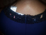 Gorgeous Navy Sleeveless Beaded Carmen Marc Valvo Evening Gown Size 4 - Diamonds Sapphires Rubies Emeralds