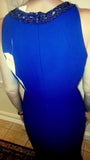 Gorgeous Navy Sleeveless Beaded Carmen Marc Valvo Evening Gown Size 4 - Diamonds Sapphires Rubies Emeralds