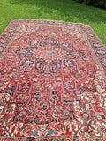 Vintage Estate 1970's Heriz Oriental Rug Hand Knotted 100% Wool 9' 8" x 13' 4"