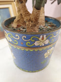 2 Hand Painted Japanese Flower Pots With Artificial Flowers With Jade 3.5" Diam