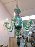 19th Century Osler English Emerald Green 6 Light Perfect Condition