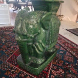 Mid Century Modern Chinese Green Porcelain Elephant Gardenining Bench #94008