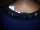 Gorgeous Navy Sleeveless Beaded Carmen Marc Valvo Evening Gown Size 4 - Diamonds Sapphires Rubies Emeralds