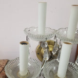 5 Light Bronze And Crystal Czechoslovakia Sconce Pair