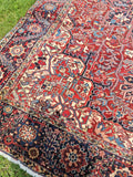 Vintage Estate 1970's Heriz Oriental Rug Hand Knotted 100% Wool 9' 8" x 13' 4"