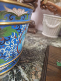 Hand Painted Japanese Flower Pot With Artificial Flowers With Jade 19.5" Tall