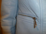 Ladies Light Blue Vince Camuto Size 2 Faux Leather Jacket - Diamonds Sapphires Rubies Emeralds