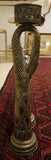 Pair of Tall Metal and Red Glass Indian Candle Holders