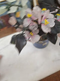 2 Hand Painted Japanese Flower Pots With Artificial Flowers With Jade 3.5" Diam