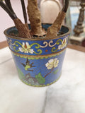 2 Hand Painted Japanese Flower Pots With Artificial Flowers With Jade 3.5" Diam