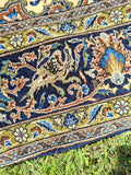 Vintage NOS Oriental Rug Always Hung Silk Flower Wool Hand Knotted 4' 5" X 6' 7"