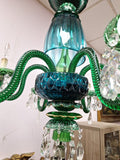 19th Century Osler English Emerald Green 6 Light Perfect Condition