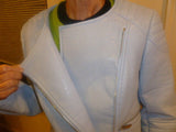Ladies Light Blue Vince Camuto Size 2 Leather Jacket - Diamonds Sapphires Rubies Emeralds