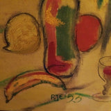 1950's Nude Girls Oil Painting Modernist  Signed