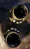Pair of Vintage Moser Bohemian Gold Overlay Butterfly Bug Raised Glass Vases - Diamonds Sapphires Rubies Emeralds