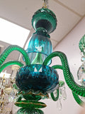 19th Century Osler English Emerald Green 6 Light Perfect Condition