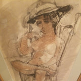 Seated Nude Mid Century Modern Painting