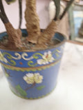 2 Hand Painted Japanese Flower Pots With Artificial Flowers With Jade 3.5" Diam