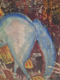 1960's Nude Girl Mid Century Modern Painting Signed Caster