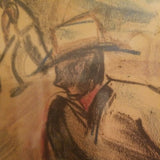 Vintage African American Painting Mixed Media Hand Painted