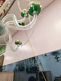 Czechoslovakian 1950 Overlay 12 Light Chandelier